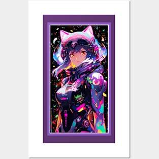 Anime Sci-Fi Cat Girl | Quality Anime Girl Artwork | Manga Girl Anime Art Posters and Art